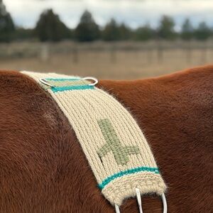 Handmade Cream and Teal Horse Blanket